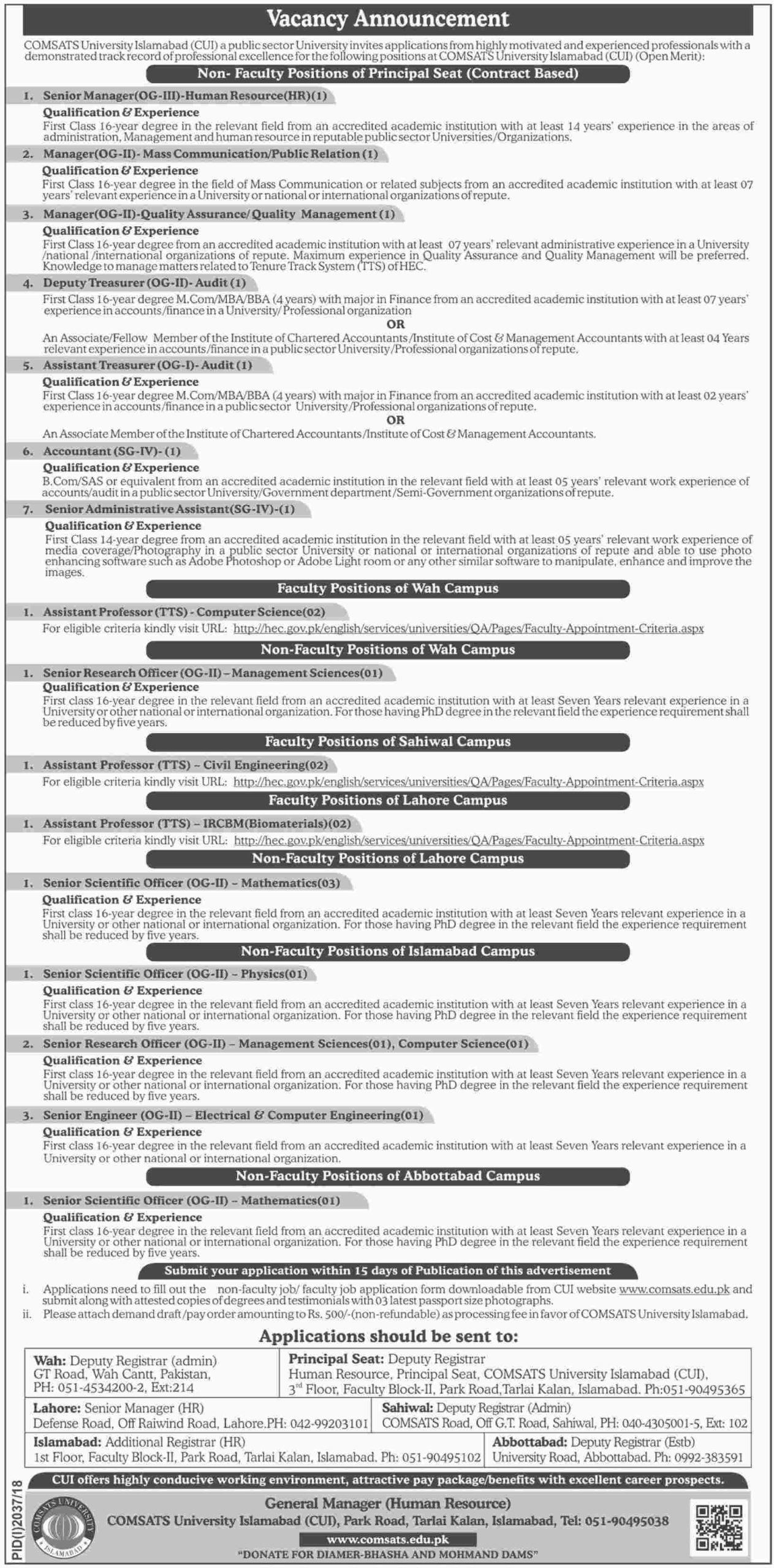 Comsats Univerity Islamabad Jobs