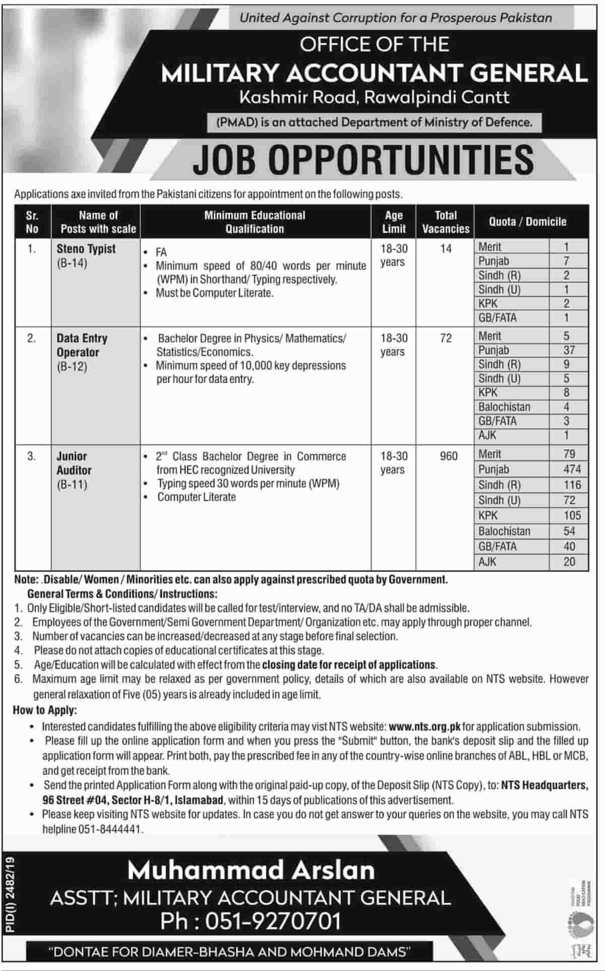 Office Of The Military Accountant General Jobs November 2019 Nts Apply Online