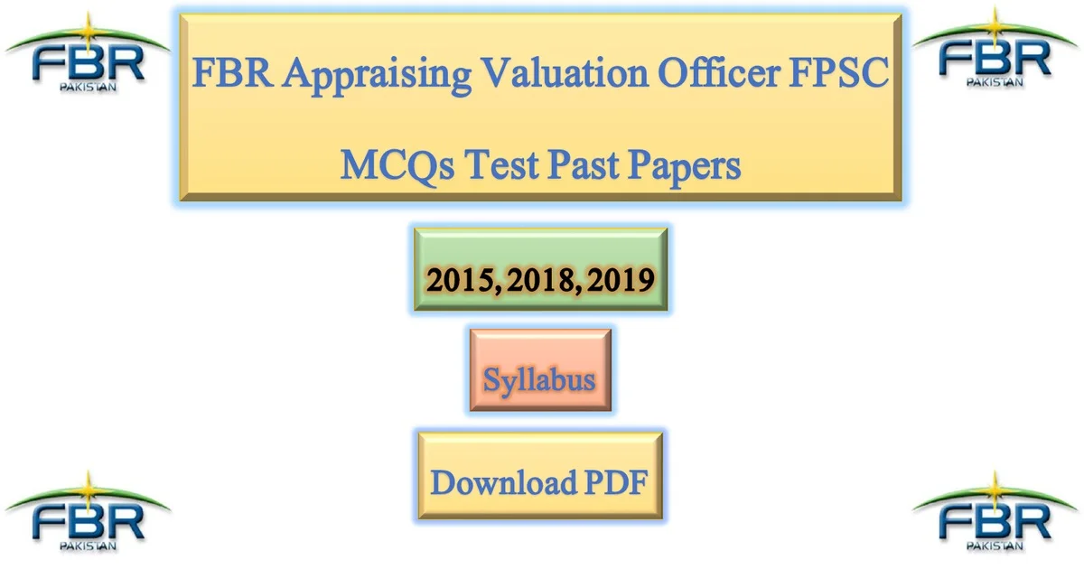 Featured Image Fbr Appraising Valuation Officer Fpsc Mcqs Test Past Papers