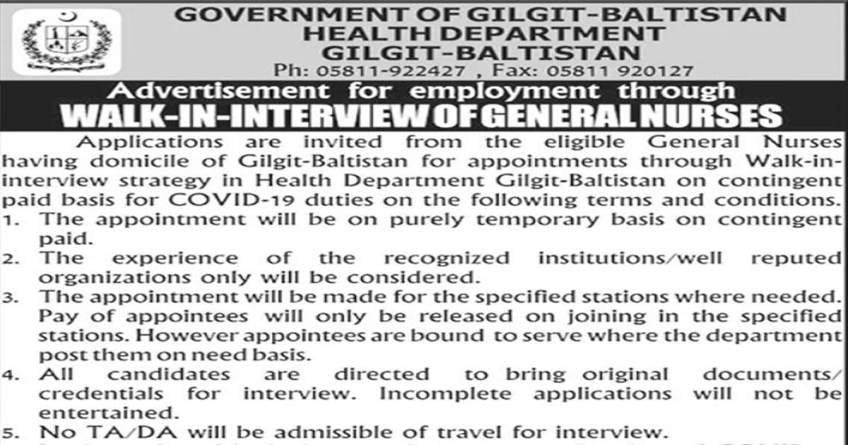 Featured Image Health Department Government Of Gilgit Baltistan Jobs 2020 Walk In Interview
