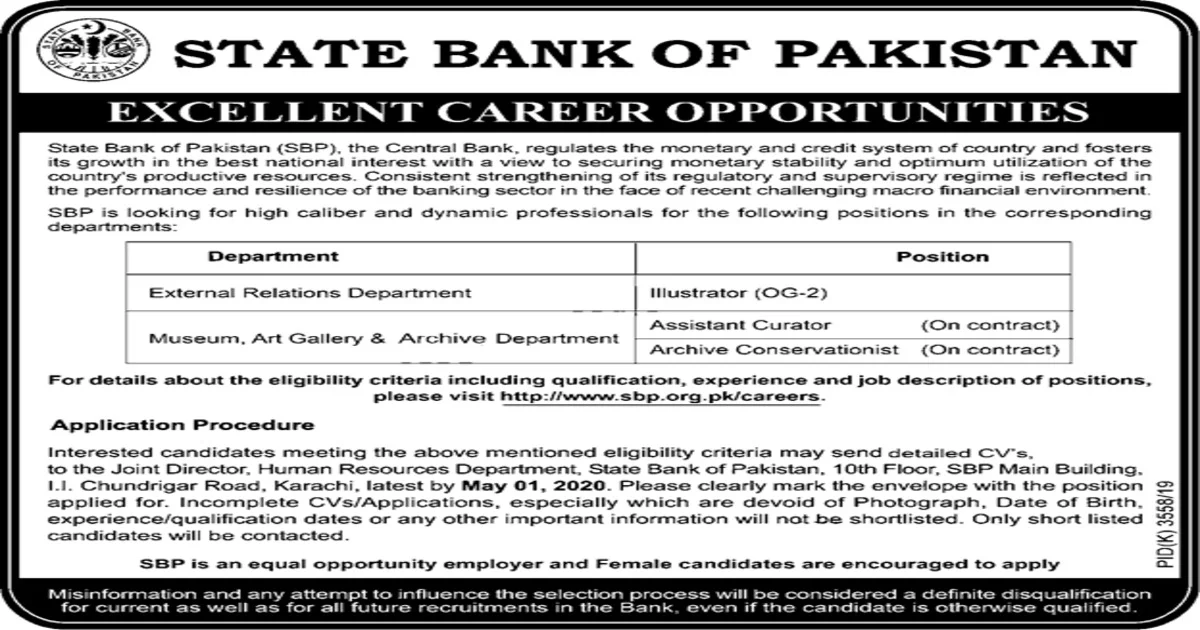 Featured Image State Bank Of Pakistan Sbp Jobs April 2020 Www.sbp.org.pk Latest