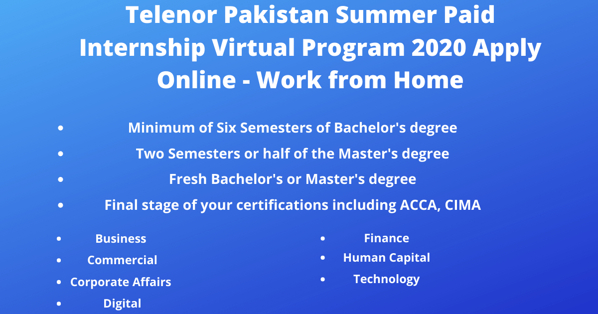 Featured Image Telenor Pakistan Summer Paid Internship Virtual Program 2020 Apply Online