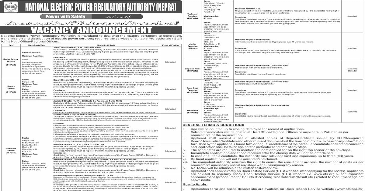 Featured Image Nepra Jobs July 2021 Latest Advertisement Ots Application Form