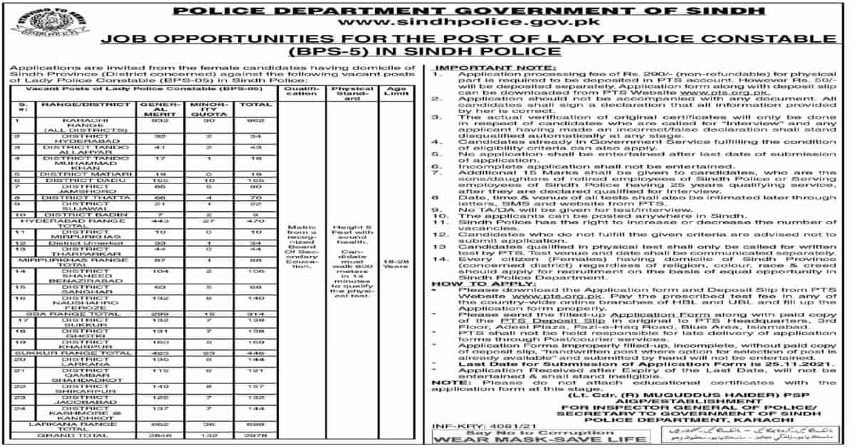 Featured Image Sindh Police Jobs 2021 For Lady Police Constable Pts Application Form
