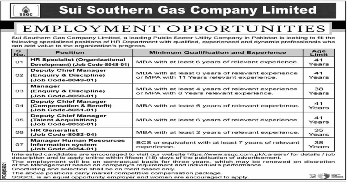 Featured Image Sui Southern Gas Company Limited Ssgc Jobs 2021 Apply Online