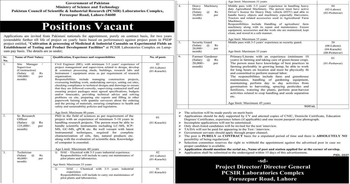Featured Image Pakistan Council Of Scientific &Amp; Industrial Research Pcsir Jobs 2022 Latest