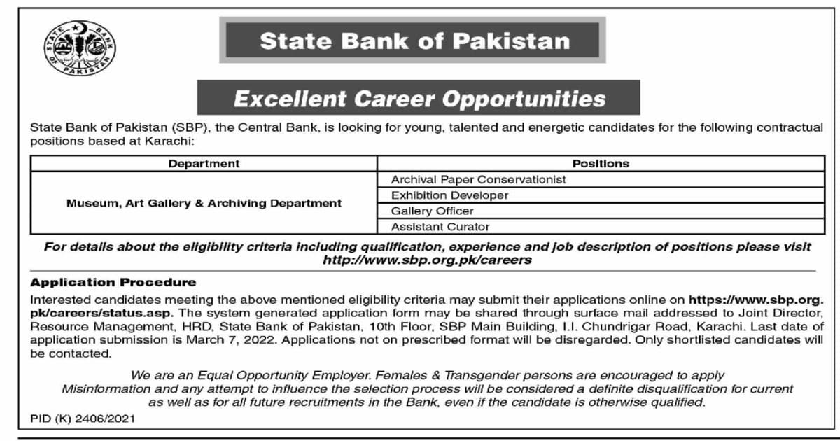 Featured Image State Bank Of Pakistan Sbp Jobs February 2022 Apply Online Latest