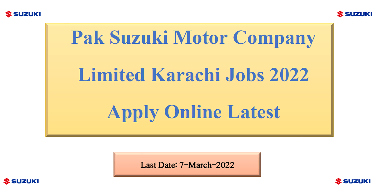 Featured Image Pak Suzuki Motor Company Limited Karachi Jobs 2022 Apply Online Latest