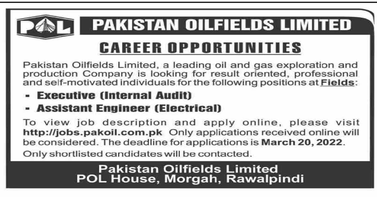 Featured Image Pakistan Oilfields Limited Pol Rawalpindi Jobs 2022 Latest Advertisement