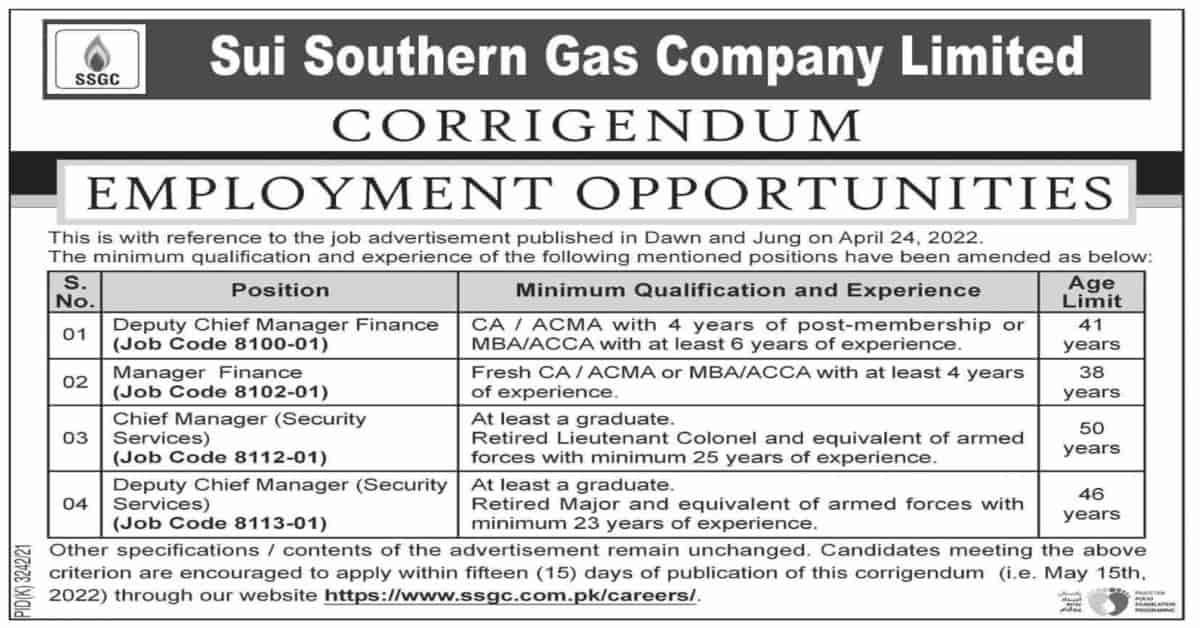 Featured Image Sui Southern Gas Company Limited Jobs 2022 Karachi Ssgc Apply Online