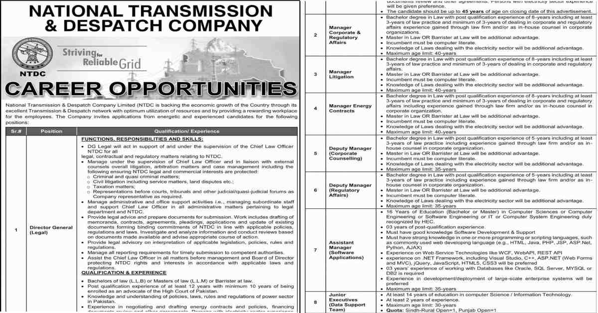 Featured Image National Transmission &Amp; Despatch Company Ntdc Jobs 2022 Www.ntdc.gov.pk