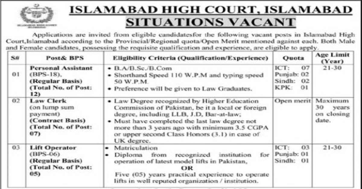 Featured Image Islamabad High Court Ihc Jobs 2023 Www.ihc.gov.pk Advertisement Latest