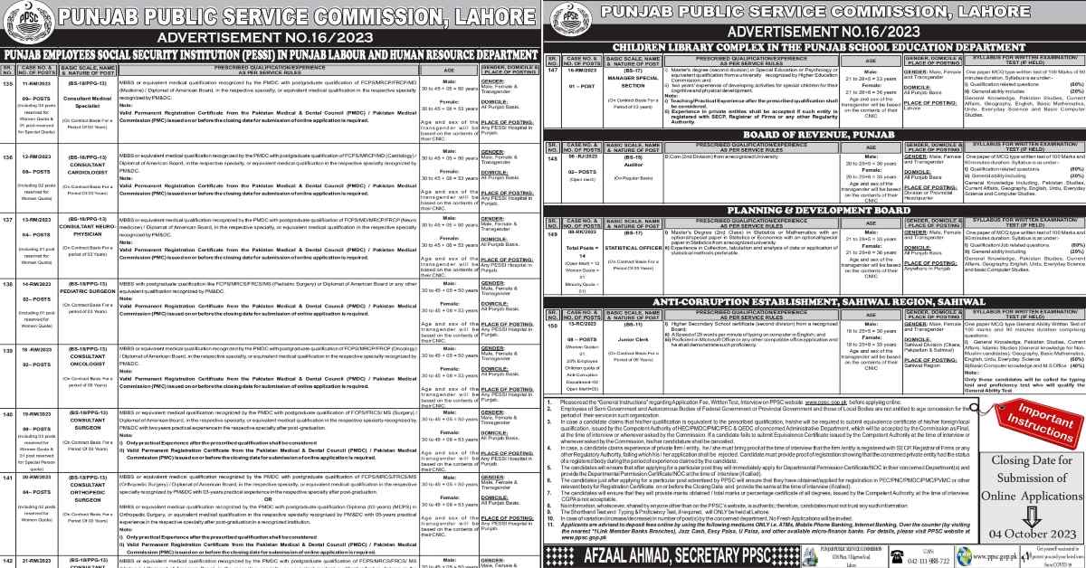 Featured Image Ppsc Jobs 2023 Advertisement No 16 Apply Online
