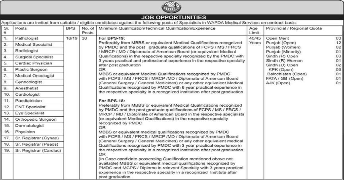 Featured Image Wapda Hospital Jobs 2023 For Specialist Doctors