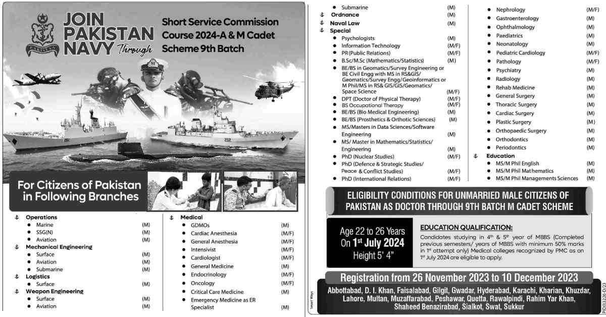 Featured Image Join Pak Navy Jobs 2023 Ssc 2024-A &Amp; 9Th M Cadet Scheme