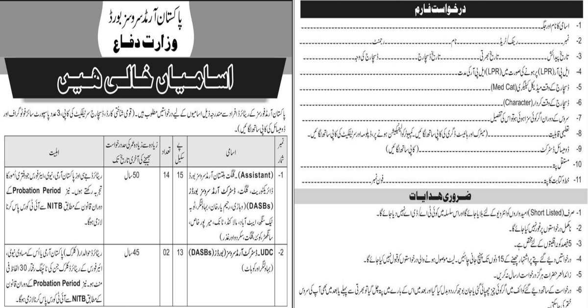 Featured Image Pakistan Armed Services Board Pasb Jobs 2023 Ministry Of Defence Mod