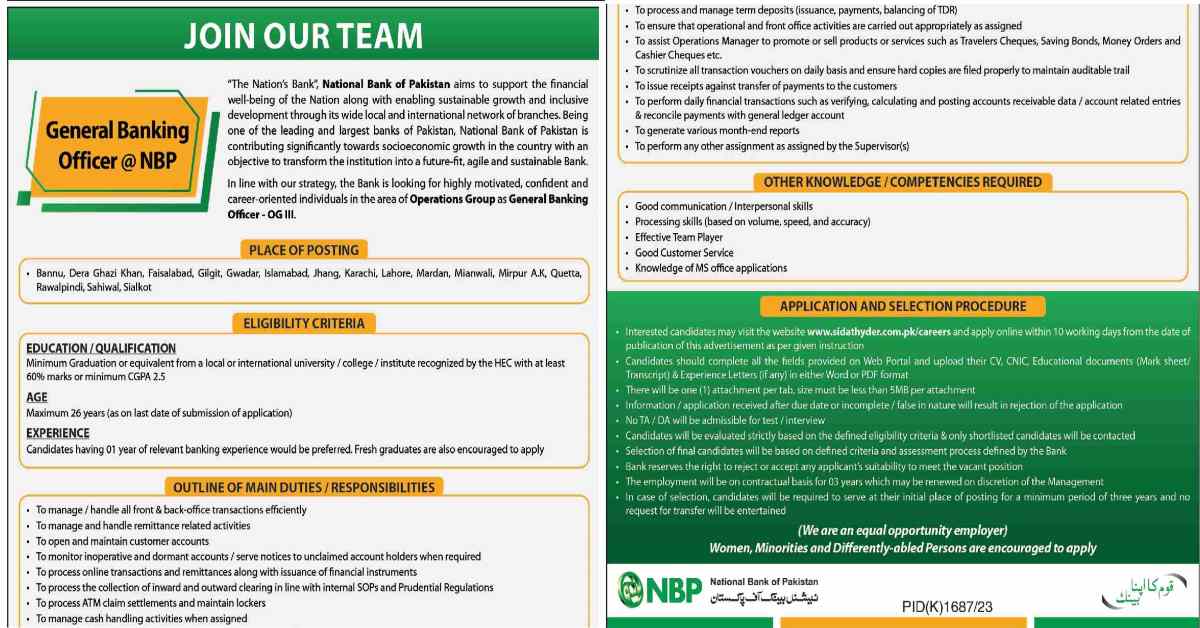 Featured Image National Bank Of Pakistan Nbp Jobs 2023 General Banking Officer