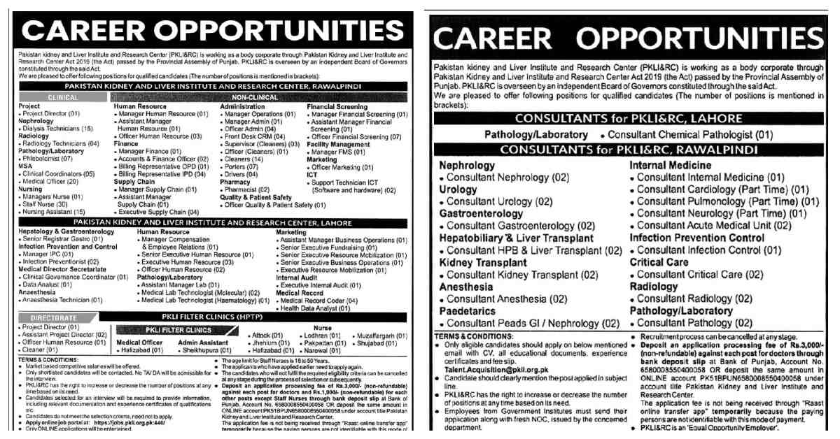 Featured Image Pakistan Kidney And Liver Institute And Research Center Pkli &Amp; Rc Jobs 2024