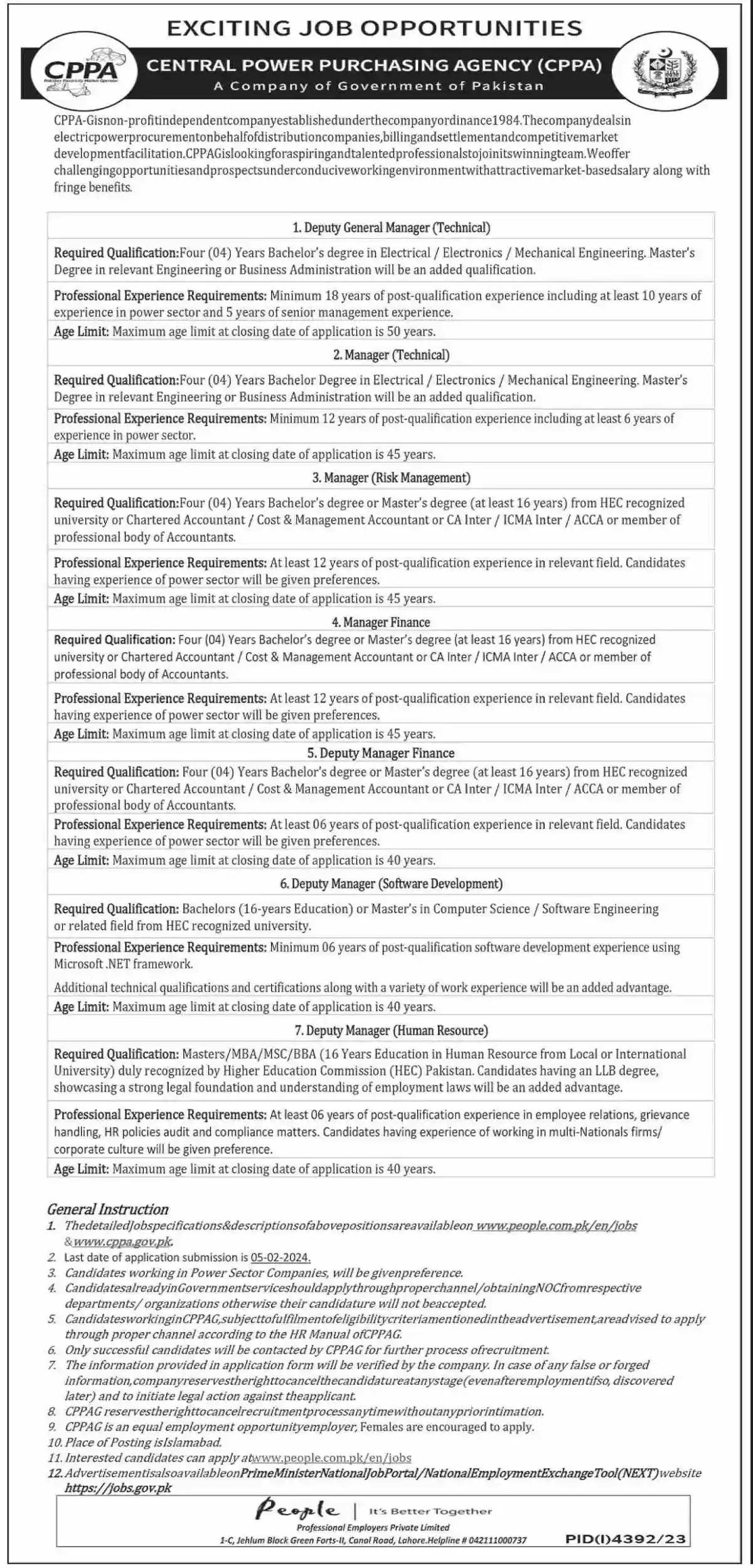 Central Power Purchasing Agency Cppa Jobs 2024 Www.people.com.pk