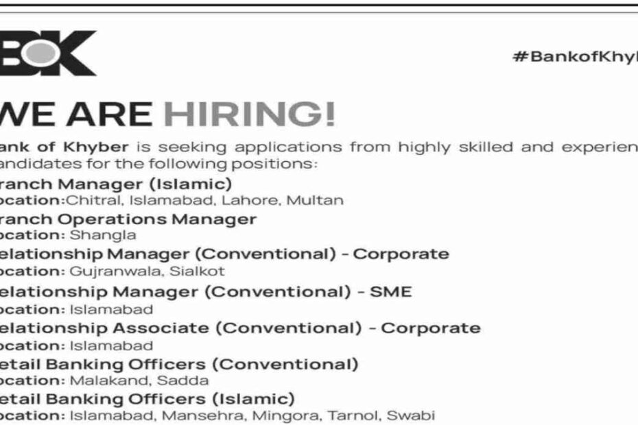 Featured Image Bank Of Khyber Bok Career Opportunities 2024 Apply Online