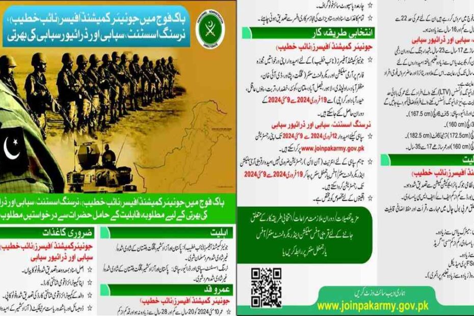 Featured Image Join Pak Army Jobs 2024 As A Naib Khateeb, Nursing Assistant, Soldier &Amp; Driver