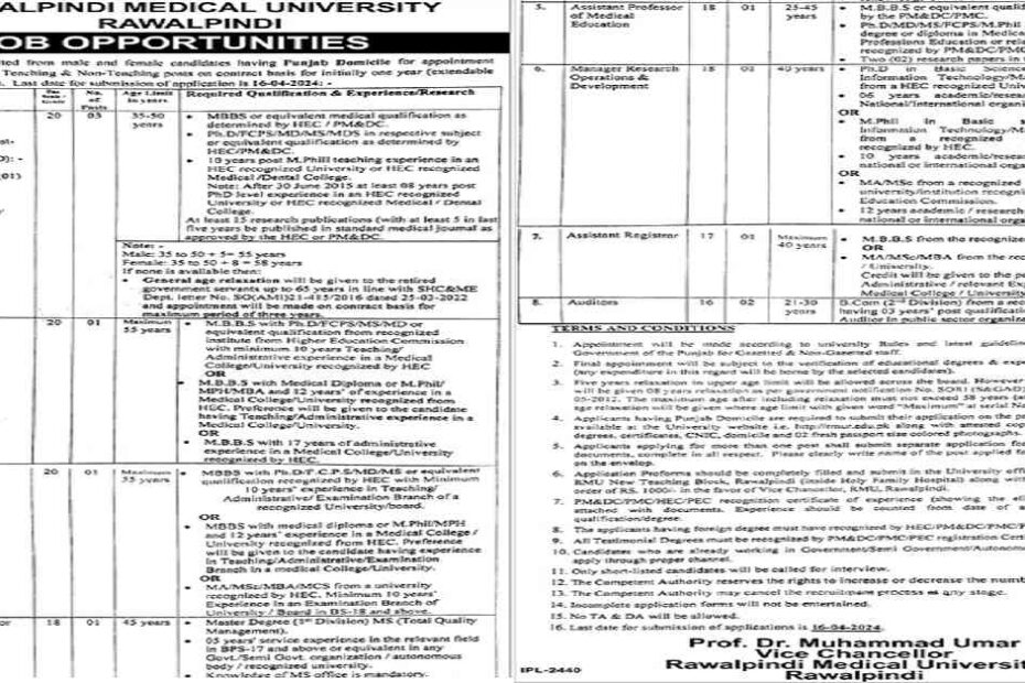 Featured Image Rawalpindi Medical University Rmu Jobs 2024 For Punjab Domicile